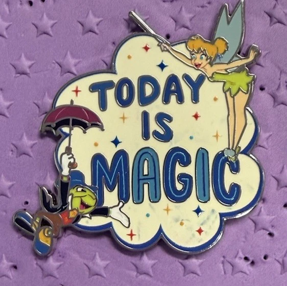 Disney Pin 2026 Tinker Bell & Jiminy Cricket "TODAY IS MAGIC" Best Day Ever