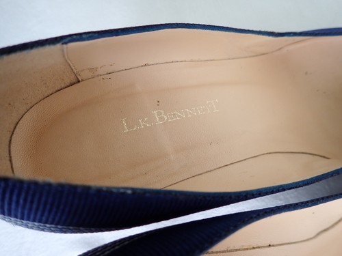 LK Bennett Blue White Stripe Fabric Court Shoe 2.5 in Heel EU 38 UK 5 - Picture 9 of 15