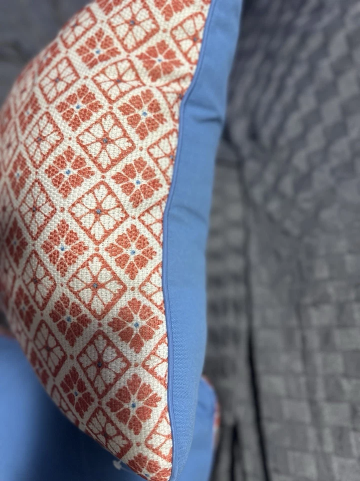 Set of 2 Decorative Throw Pillows with Mandarin Tile Pattern - Image 4 of 4