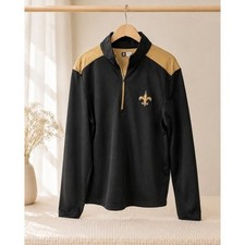 New Orleans Saints Quarter Zip Pullover Mens M Black Gold NFL Team Apparel