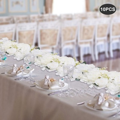 10* White Wedding Dining Table Artificial Silk Rose Flower Centerpieces 52*28cm