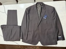 Jos. A. Bank 52R 47W 30L Suit- Wool blend - Brown Micro Plaid Tailored Fit