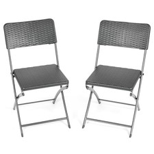 Folding Garden Chairs Rattan Effect Outdoor Camping Dining Set Of 2 Christow