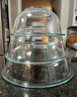 Set of 3 Vintage PYREX Clear Nesting Mixing Bowls Made In USA