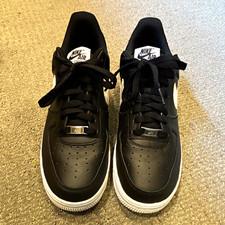 Nike Air Force 1 Low Top Men's Black/White Leather Lace-Up Sneakers Size 10