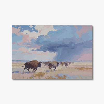 #ad #ad American Bison Storm Plains Expressionist Artwork Wildlife Stretched Canvas $49.99