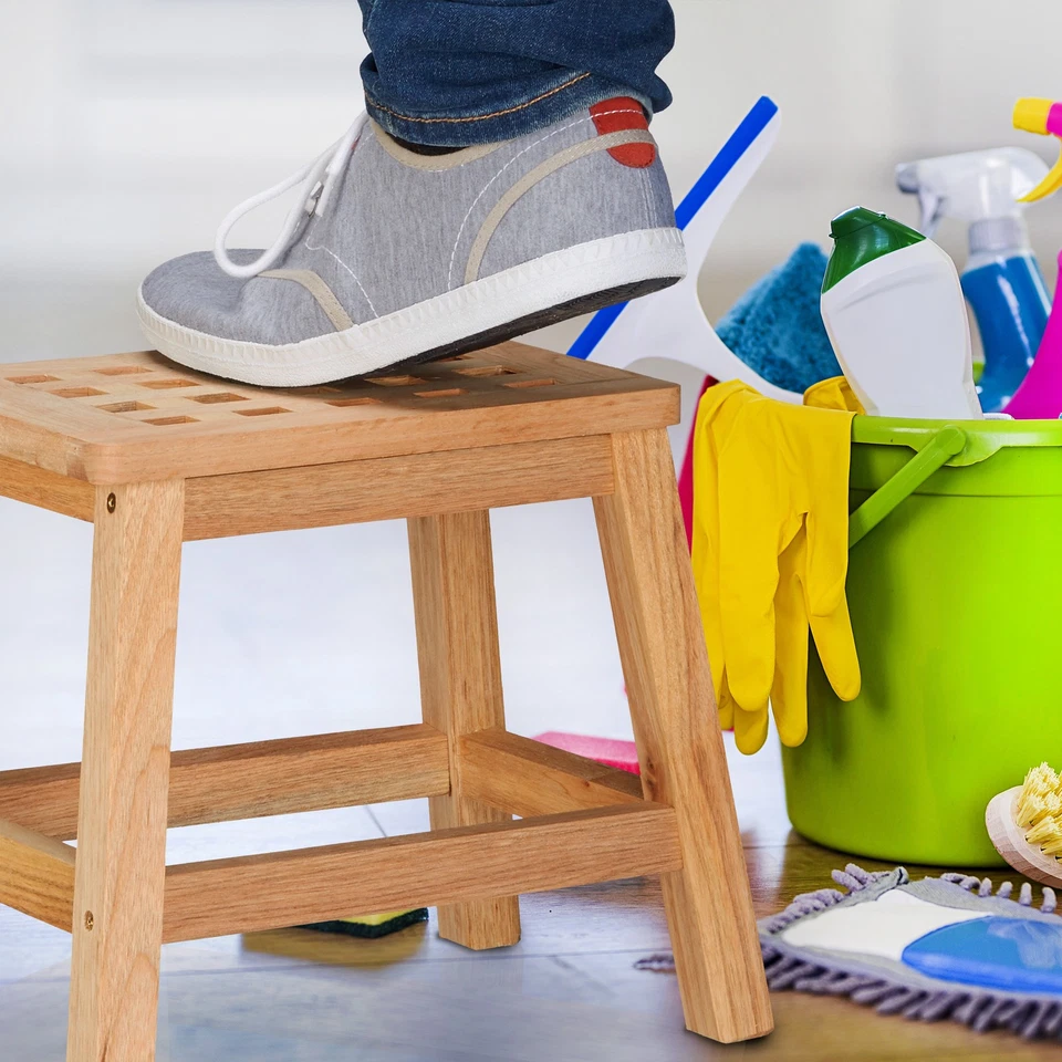 Tritthocker holz Fußbank Blumenhocker Sitzschemel stabil natur Tritthocker - Bild 3 von 4