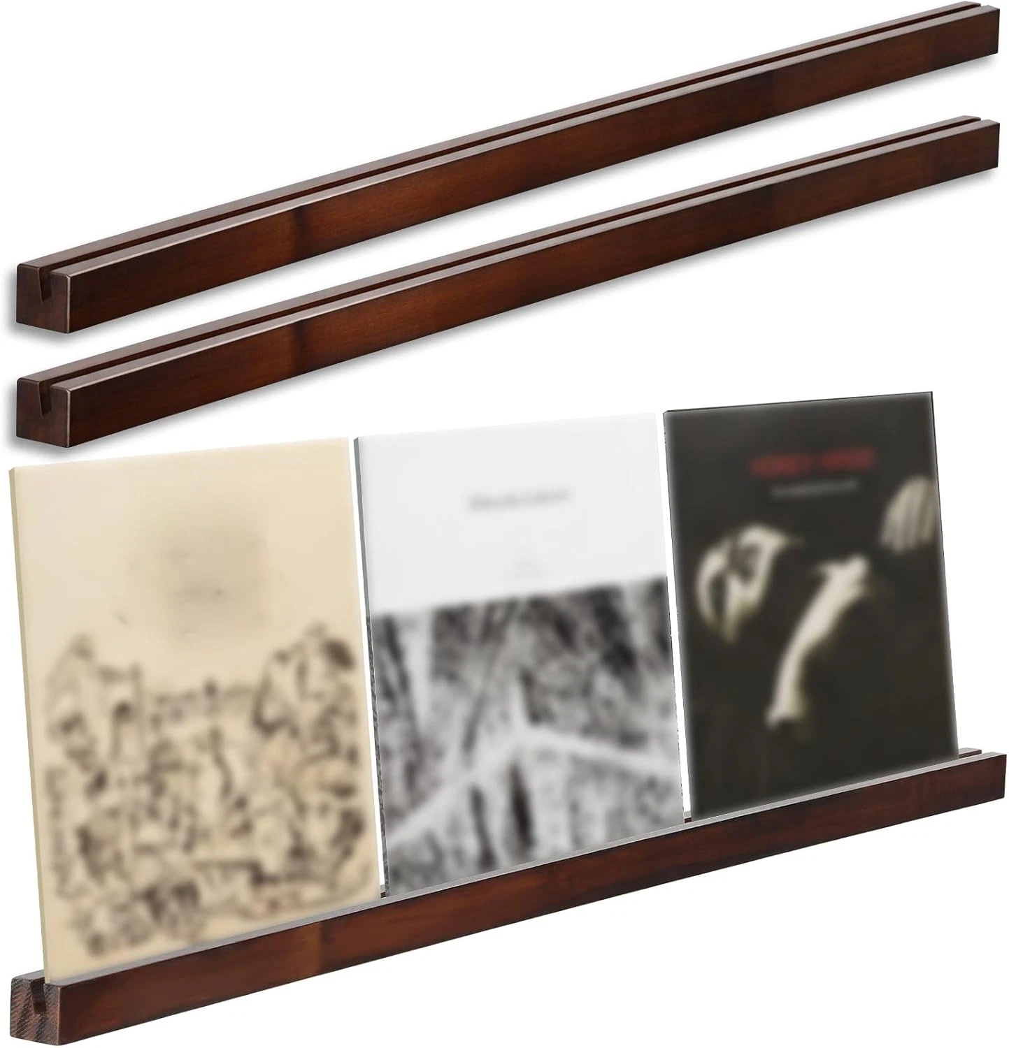 3 Pcs 40" Vinyl Record Display Shelf - Dark Brown Floating Album Holder