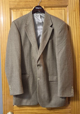 Lauren Ralph Lauren Sport Coat Mens 42L Beige Herringbone 100 Wool Tweed Blazer