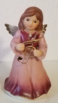 Goebel Engel Spieluhr mit Violinschlüssel altrosa