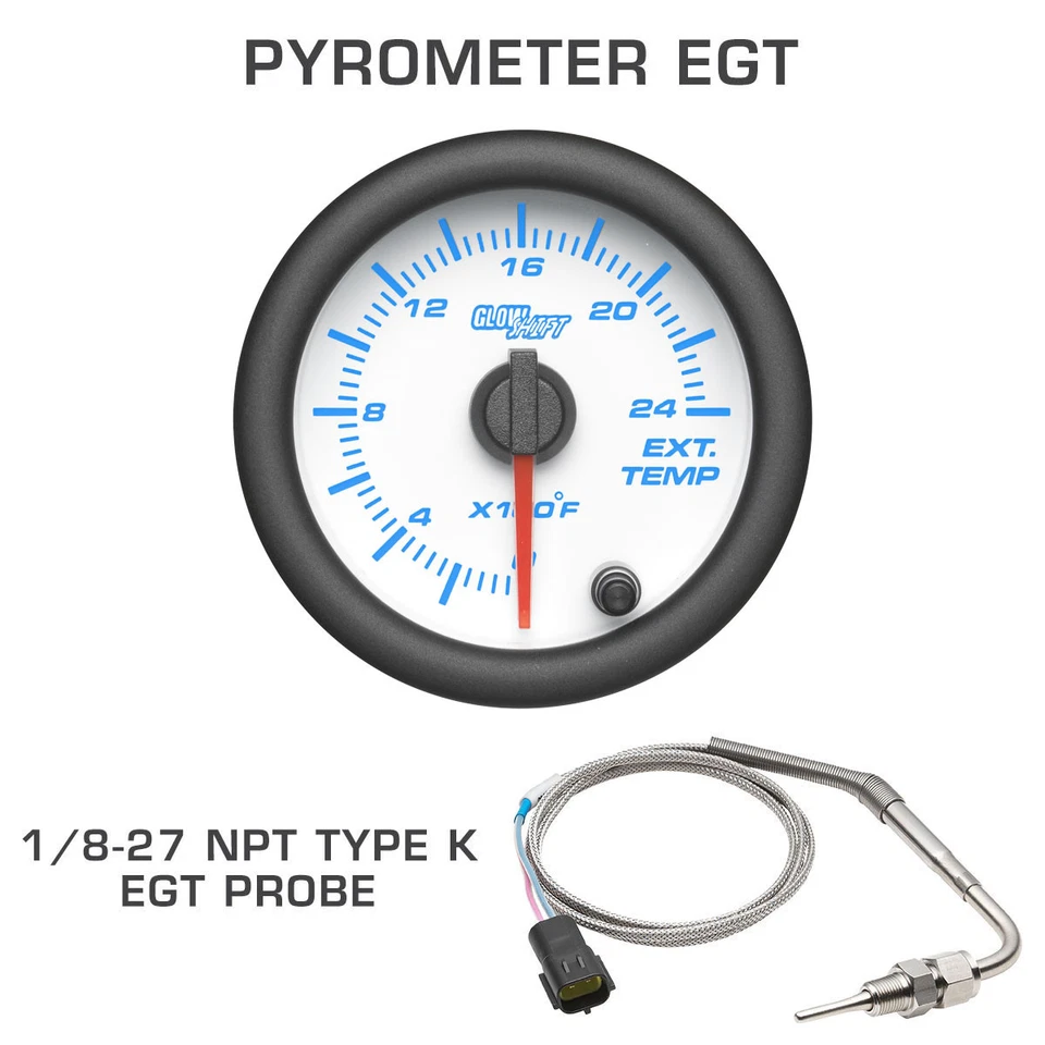 Medidores de temperatura GlowShift W7 Boost EGT Trans, cápsula de pilar para 98-02 Dodge Ram Cummins Foto 4 de 4