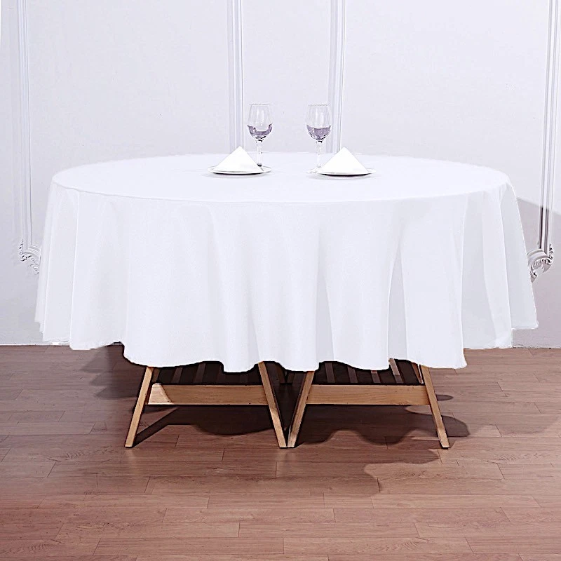 10 WHITE 90" ROUND POLYESTER TABLECLOTHS Wholesale Tabletop Decorations SALE - Image 2 of 4