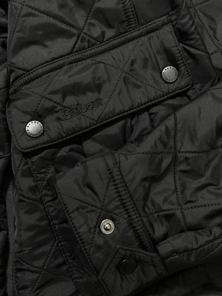 Barbour Ariel Polarquilt Jacket Black Men's M Full Zip Fleece Coat Vislon YKK - Image 2 of 4