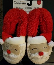 Dearfoams Santa Memory Foam Slippers Red/White Size Women's 11-12 Men's 9-10