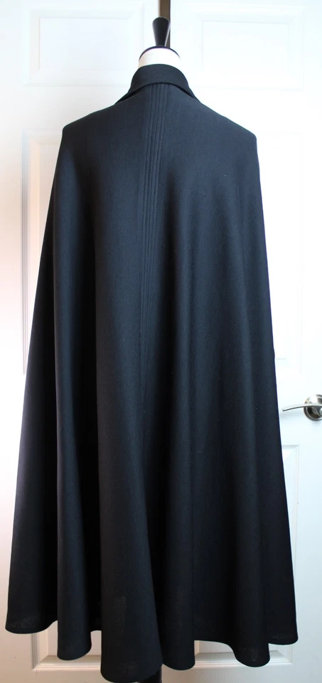 Abrigo de Colección Oscar de la Renta Boutique Negro Lana Capa Bolsillos Talla Única Elegante Foto 3 de 4