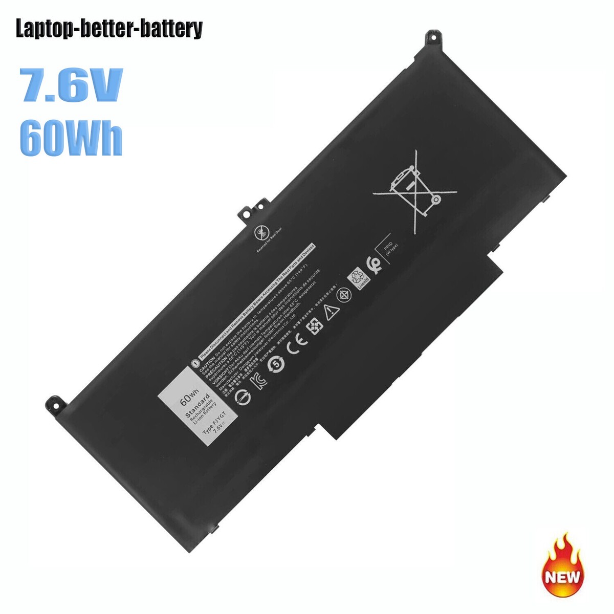 ZTHY Batería de repuesto para laptop F3YGT de 60 Wh para Dell Latitu