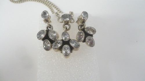 Estate White Tourmaline Sterling Necklace, Pendant, Earrings, LOVELY - Picture 3 of 11