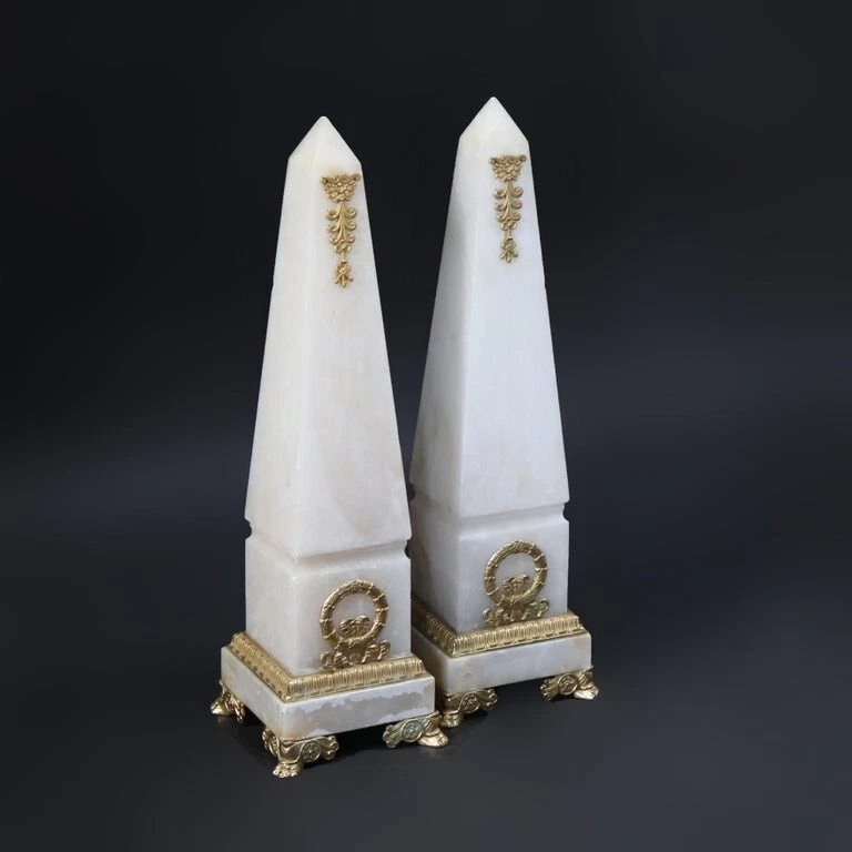 Pair of Antique French Marble Obelisks with Ormolu Mounts C1890 - Image 3 of 4