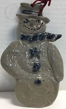 1999 Retired*Rowe Pottery*Salt Glazed*Snowman*Ornament*Primitive* #16314K