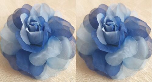 2 Stück XXL HAARBLUME Haargummi Ansteckblume Brosche Ø 12cm Blau - Bild 1 von 2