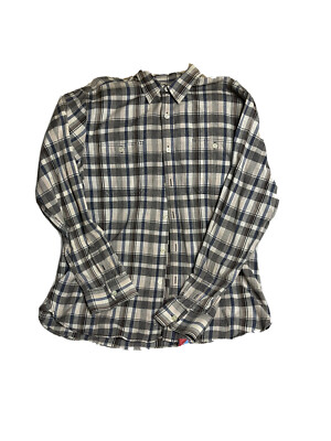 Levis Original Brand Mens Button Up Shirt Blue/ Grey Striped Check 2XL