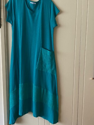white christmas dresses Turquoise Midi Cotton Dress S/M main image 1