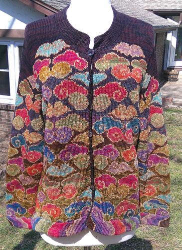 Peruvian Connection Kaffe Fassett Pima Cotton Kaleidoscope Sweater XL EUC