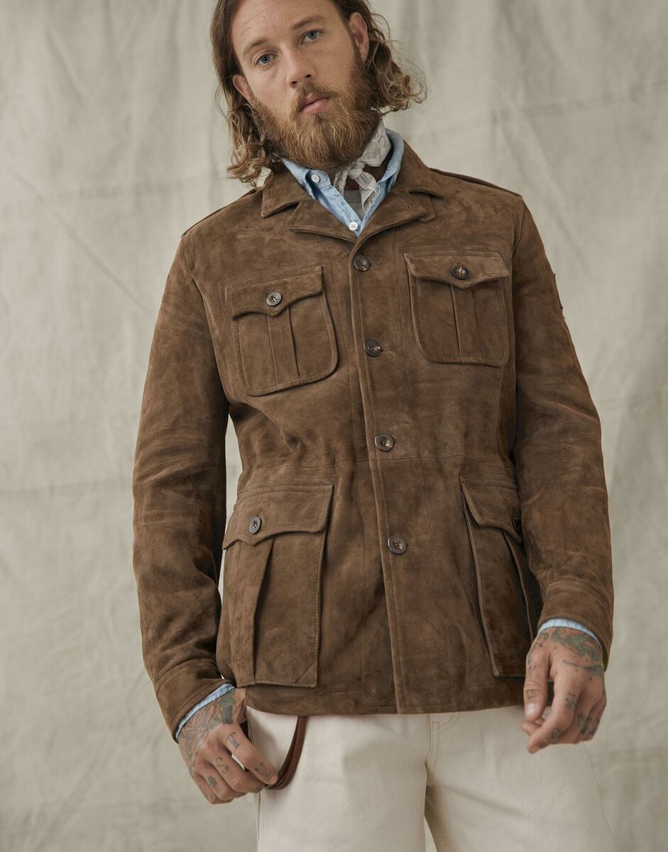 Belstaff Mens Safari Jacket Suede Olive Small UK36 IT46 RRP Belstaff Mens Safari Jacket Suede Olive Small UK36 IT46 RRP