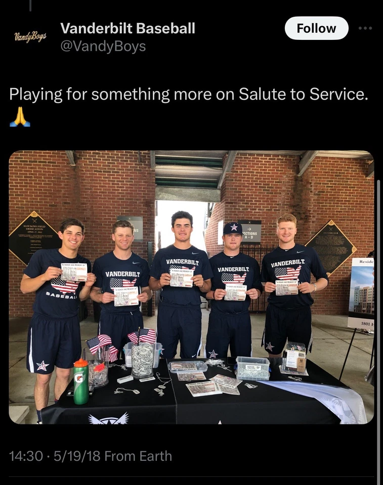 Nike Vanderbilt Commodores Baseball Shirt Flag Jersey Game Used Team Issued Sz L - Image 2 of 4