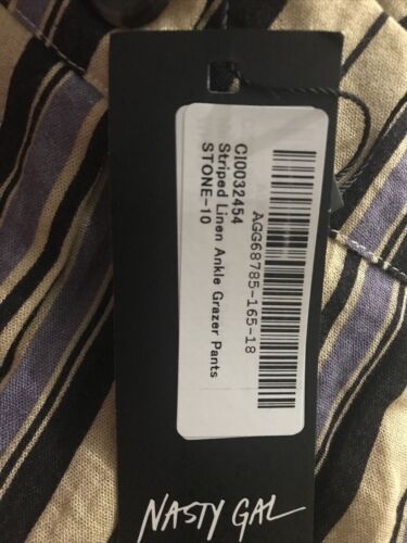 Nasty Gal All the Stripe Reasons Wide-Leg Trousers Uk Size 10 - Picture 7 of 7