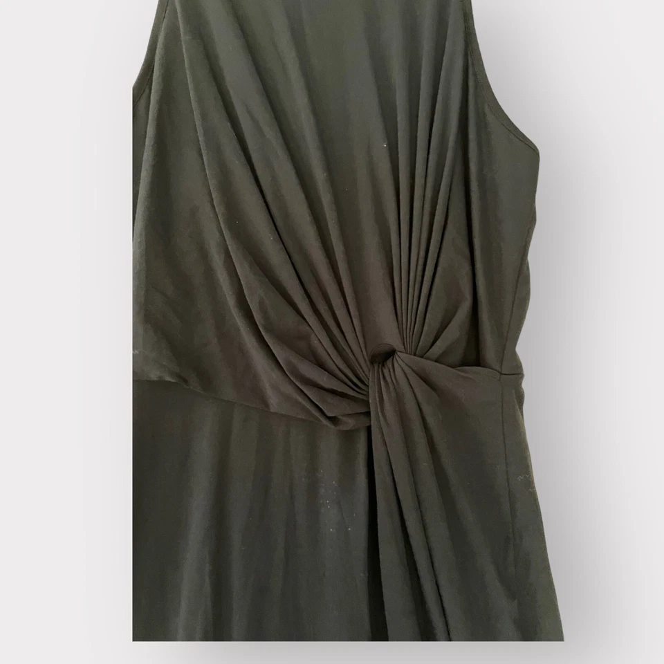 Vestido midi Joie talla M negro 100 % algodón clásico Pima sin mangas frente torcido Foto 3 de 4