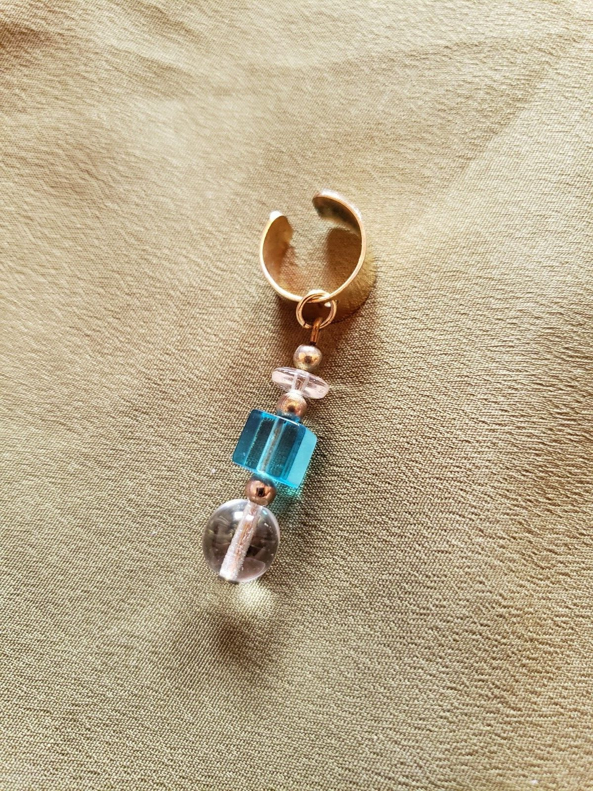 Vtg 70’s Goldtone Translucent Turquoise Clear Gol… - image 2