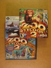 ZOO TYCOON 2 & Marine Mania - Windows PC Video Game Lot,  Microsoft Game Studios