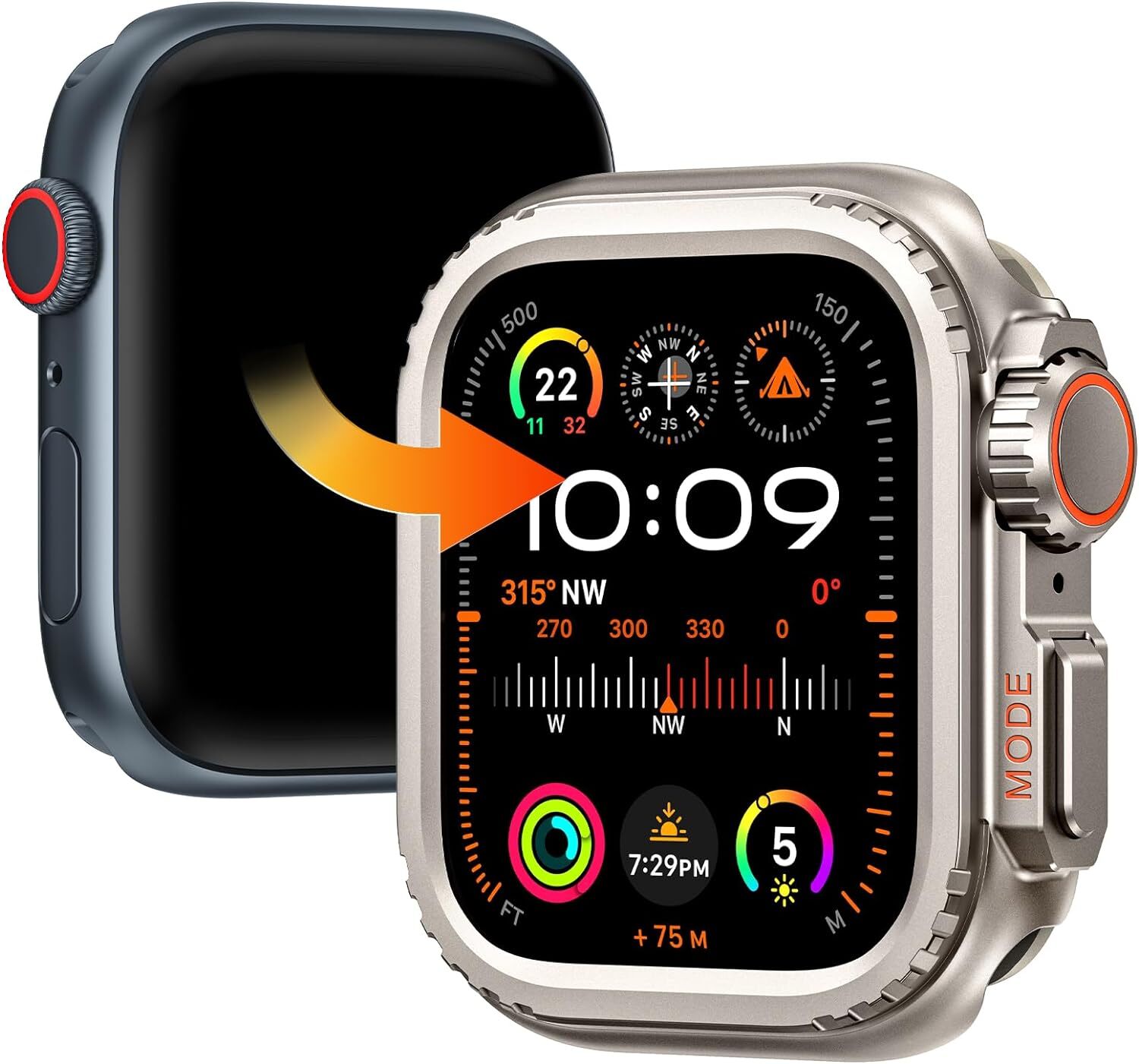 Goton Metal Bumper Case for Applee Watch Series 9 8 7 45mm, Titanium Original
