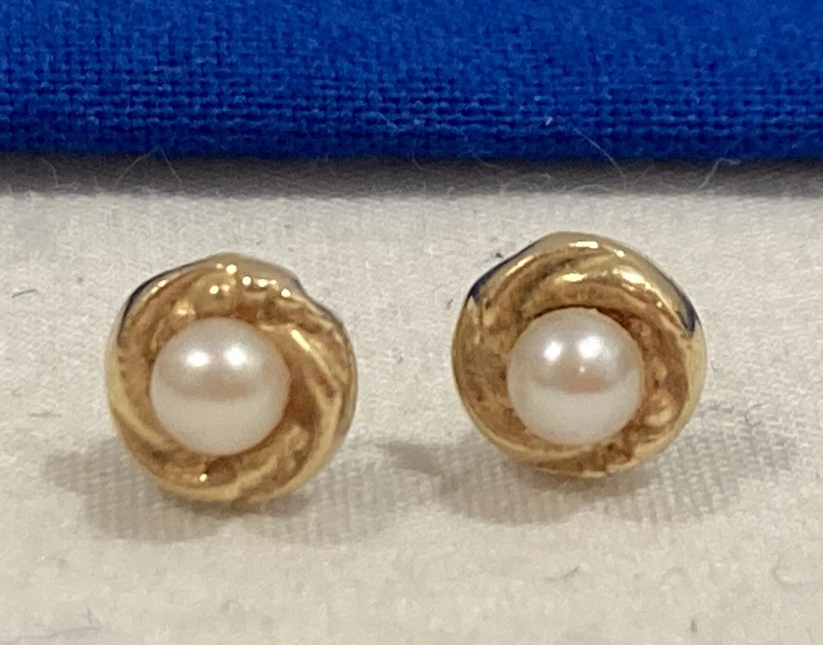 Chanel Jewelry Stud Vintage Earrings, 925 Sterling Silver Real Pearl