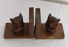 Buchstütze Holz mit Eulen Figuren 2 Buchstützen Holzarbeit. Buchstützen mit Eule