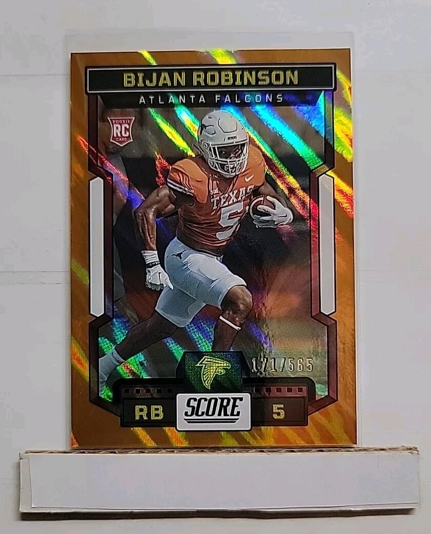 2023 Score Bijan Robinson RC #315 Orange Lava Rookie #'d 171/565 Falcons A1