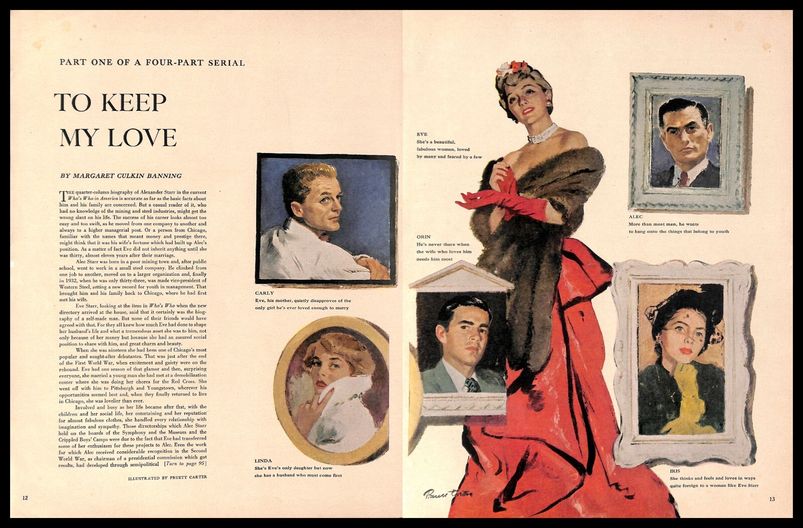 1950 To Keep My Love Arte impreso vintage retratos de Pruett Carter