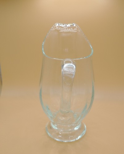 Pitcher Clear Green Hand Blown Bubbles Footed Applied Clear Handle 6.25" RARE - Picture 3 of 11