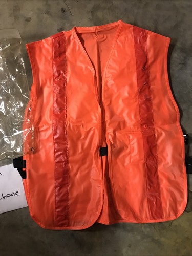 Orange Safety Vest WORKS WITH 2 AA BATTERIES LIGHTS ON OFF SWITCH NWOB - Picture 4 of 12