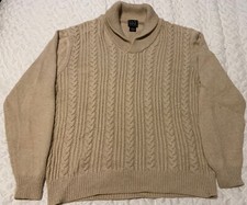 Jos. A. Bank Executive Collection Beige Shawl Collar Knit Sweater Cotton Sz L