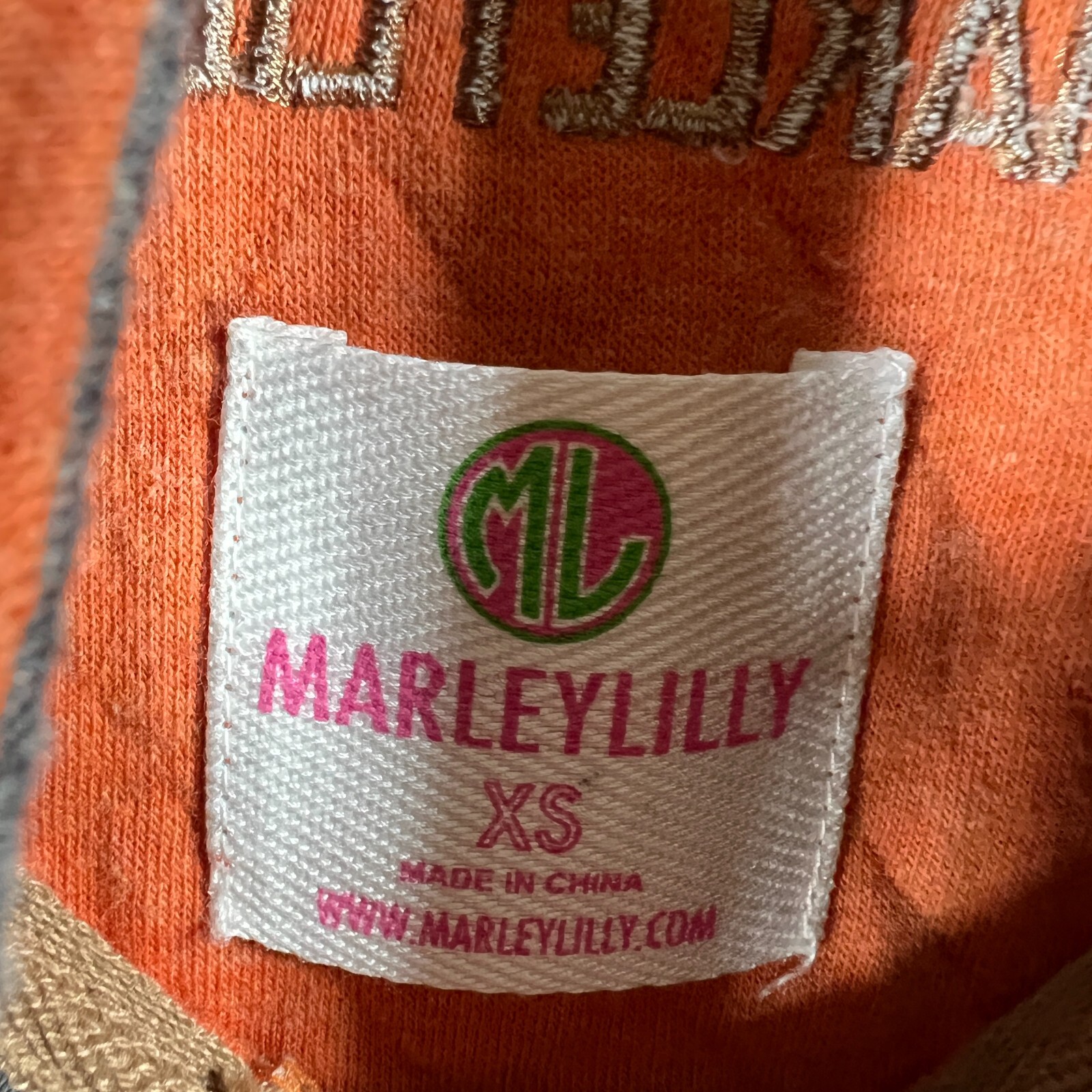 Marley Lilly Sweatshirt Womens XS Extra Small Orange Long Sleeve 1/4 Snap Casual