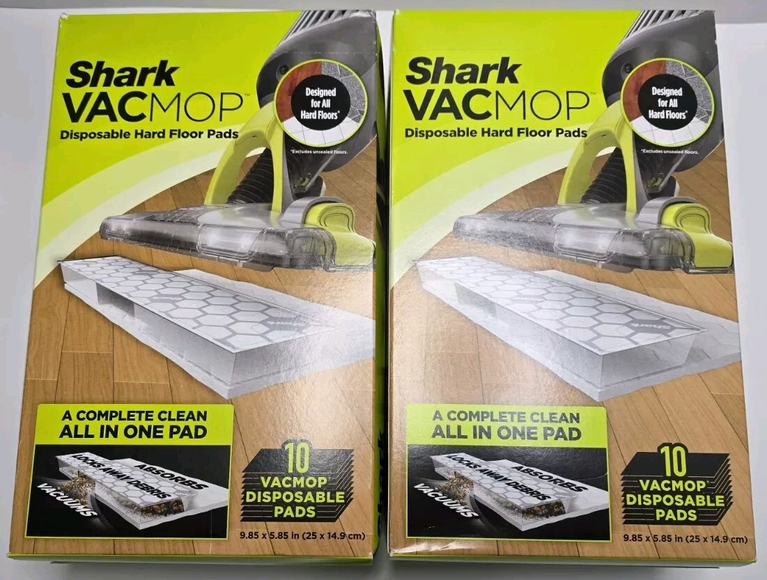 (2) Shark VacMop Disposable Hard Floor Pads 10 Vac Mop