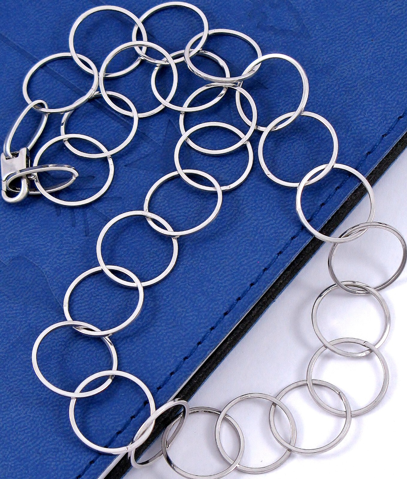 Solid Sterling Silver 925 Circle Link 16" Necklac… - image 7