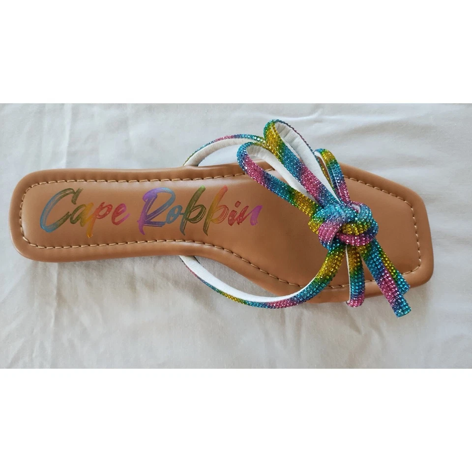 New Cape Robbin Rhinestone Rope Square Toe Sandals Size 8.5 multicolor  - Image 2 of 4