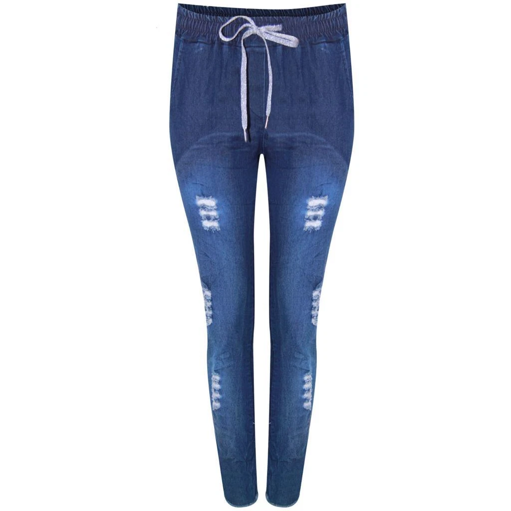 Womens Italian Ripped Denim Jeans Distressed Skinny Casual Joggers