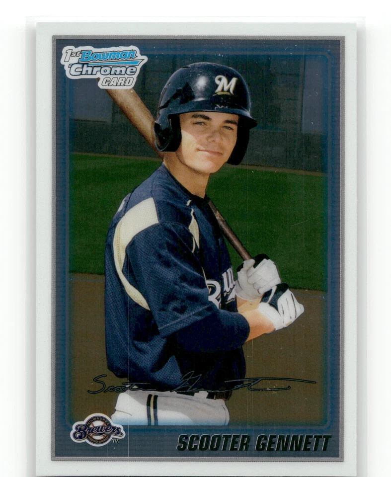 SCOOTER GENNETT 1st Bowman Chrome Card 2010 Bowman Chrome #BCP206 Brewers Reds - Image 3 of 4