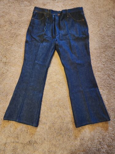 VTG Wrangler 925DEN No Fault Bootcut Blue Jeans Tag 42x30 USA Made Denim - Picture 1 of 15