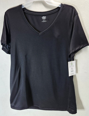 Womens Shirt Short Sleeve Pullover Size Medium 8-10 Black Tee Athletic Works