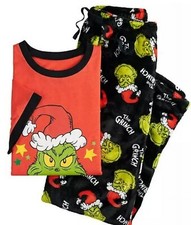 Men  s Dr. Seuss The Grinch Christmas Pajama Set Of Pant/Shirt Sz XL Retail 60